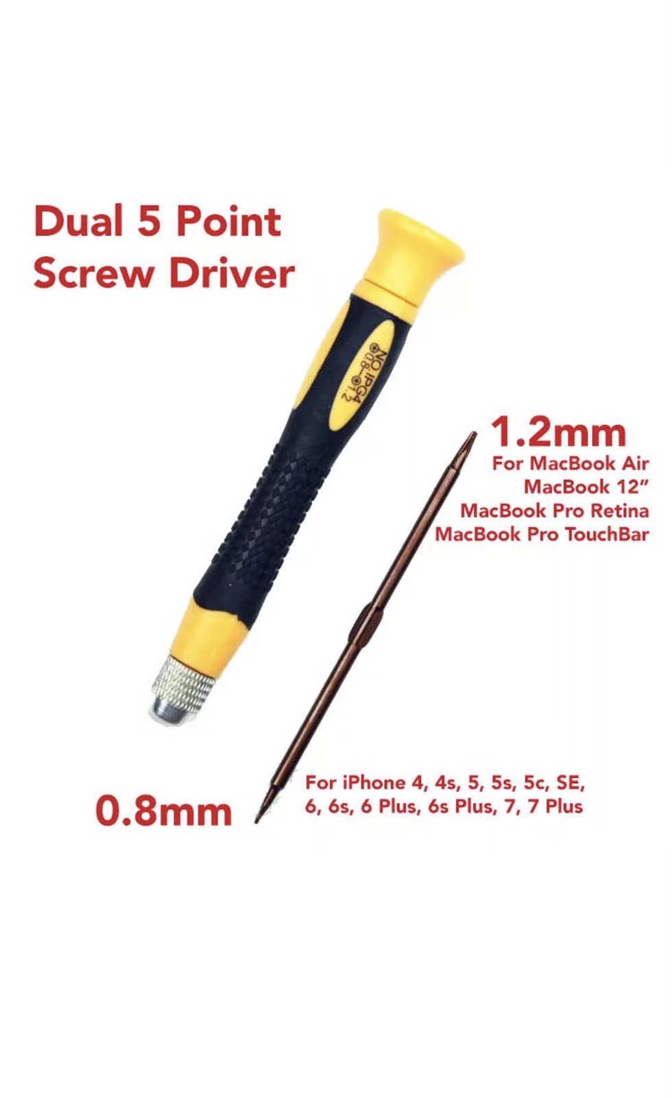 Dual Sided P5/ 1.2 & 0.8mm  Star Screwdriver Macbook Air 11" 13" A1465 A1466