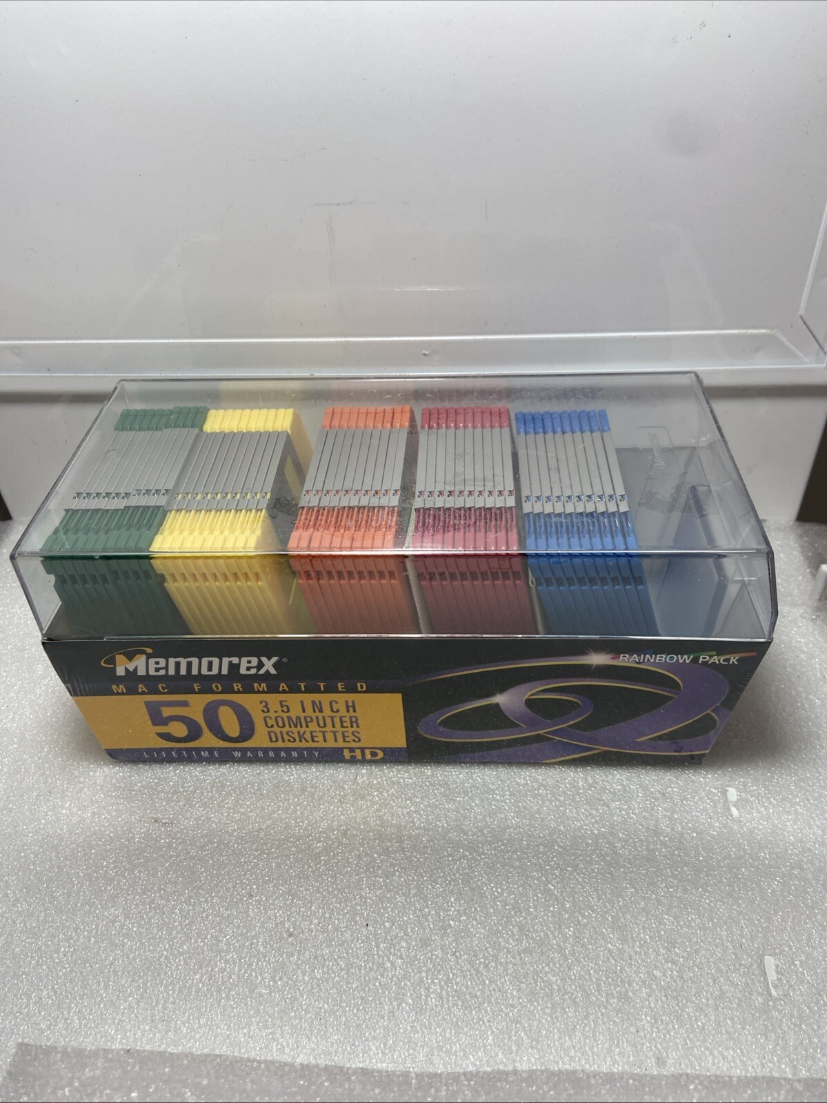 50 Memorex HD Mac Formatted 3.5" Computer Diskettes ~ Rainbow Pack ~ Sealed