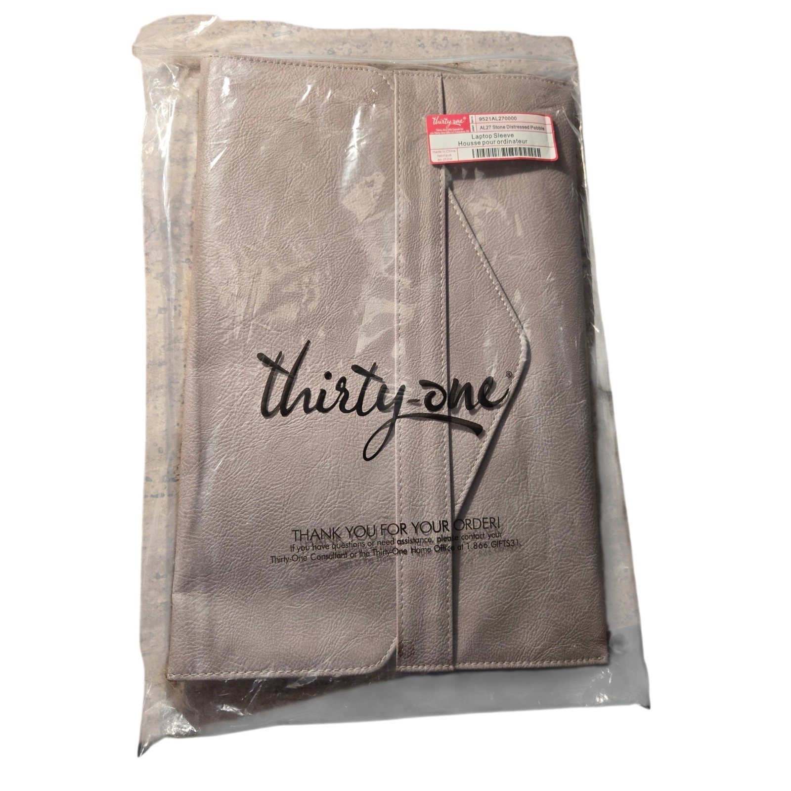 Thirty One Laptop Sleeve in Stone Distressed Pebble New In Package