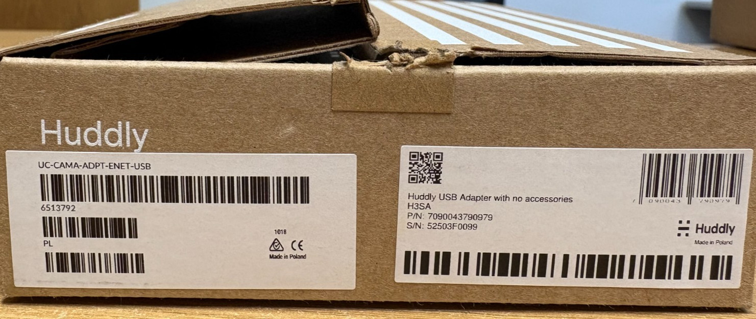 Huddly USB Plug and Play Camera Adapter (P/N: UC-CAMA-ADPT-ENET-USB)