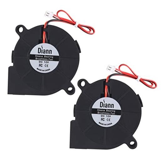 Diann 2pcs 5015 3D Printer DC 12V Brushless Blower Cooling Fan Turbine 12V-2pcs