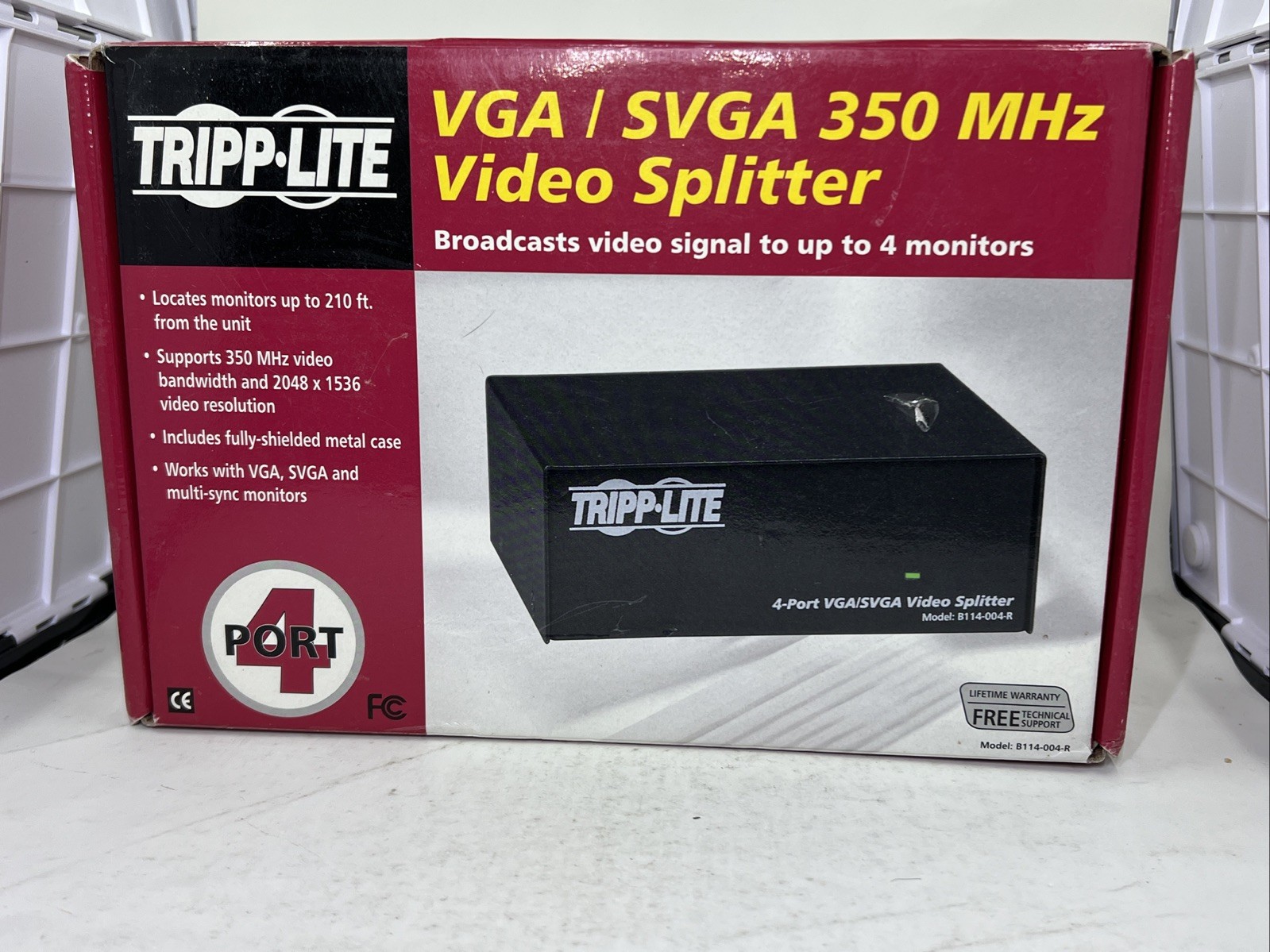 TRIPP LITE VGA/SVGA 350 MHZ 4PORT VIDEO SPLITTER/SIGNAL BOOSTER B114-004-R H4-48