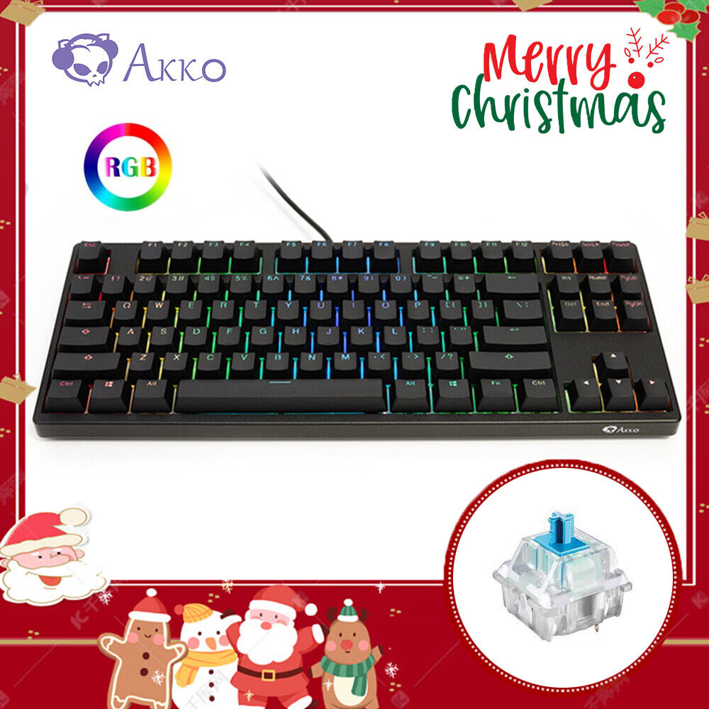 AKKO 3087S Mechanical Gaming Keyboard 87-Key TKL Rainbow Backlit Cherry RGB Blue