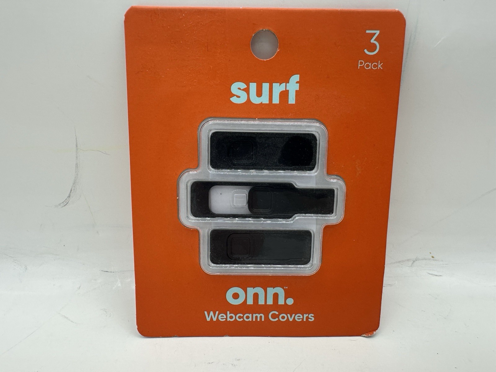 ONN Surf Computer Laptop Webcam Cover - 3 Pack Black Sliding Push Privacy Block