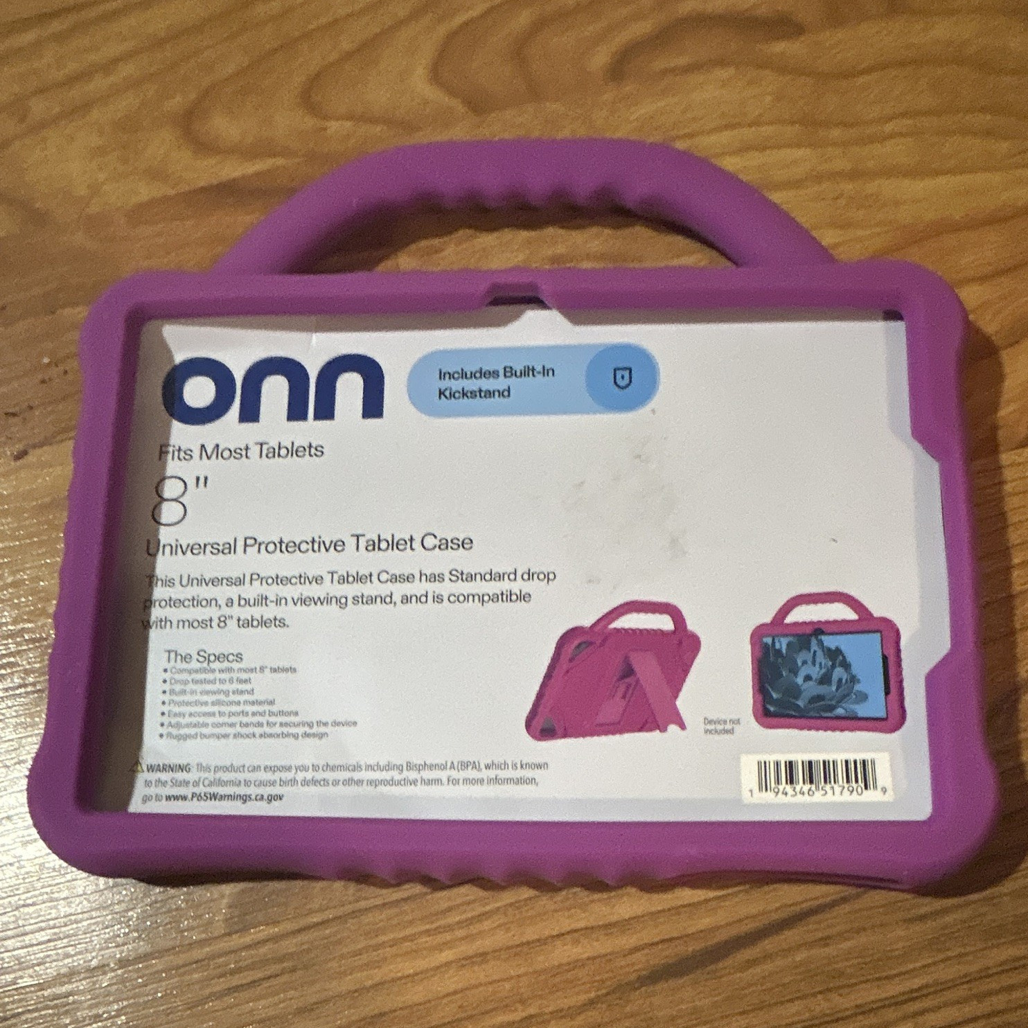 onn. Universal 8 in Protective Tablet Case w/ Handle & Stand | Purple
