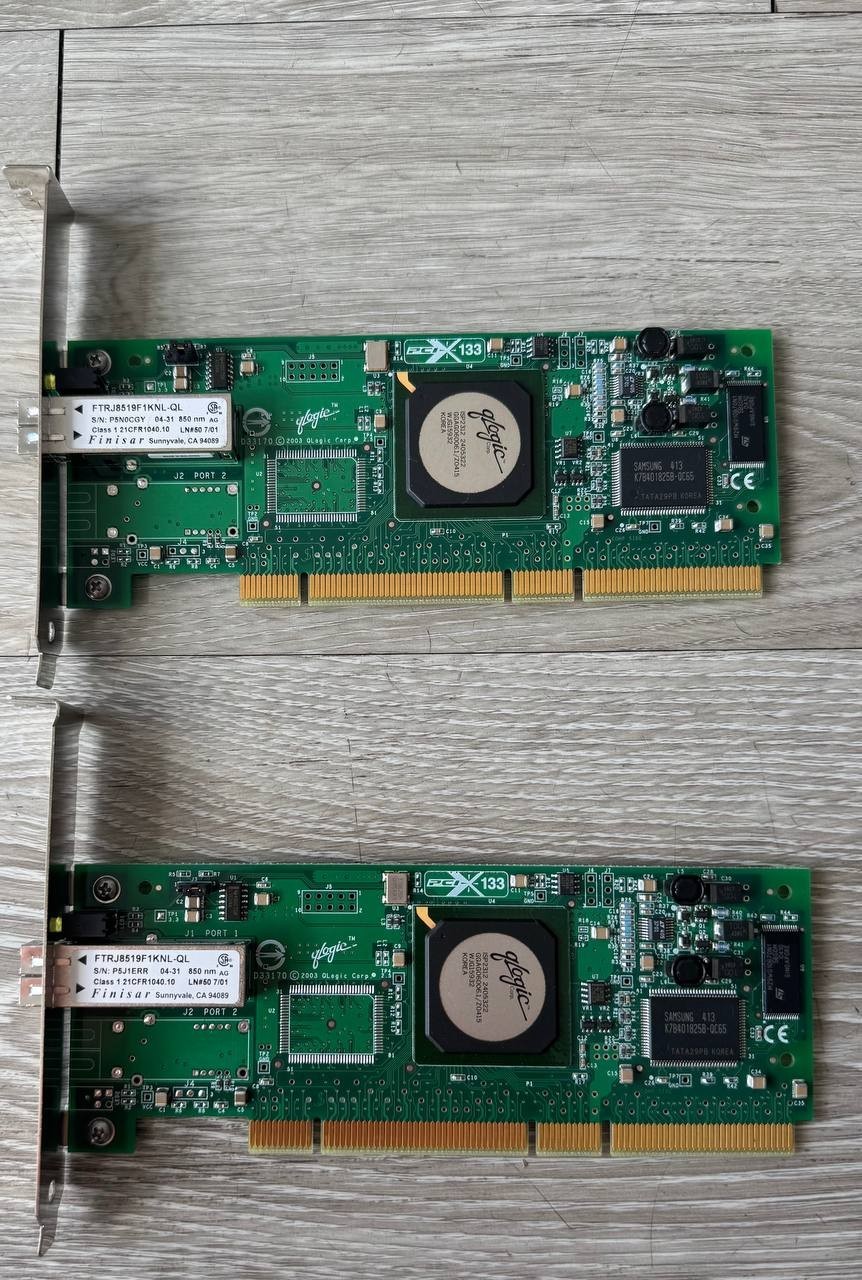 QLogic PCI-X Fibre Channel HBA Card Finisar FTRJ8519 2 Port Lot of 2