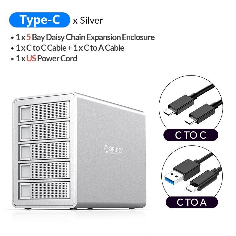 ORICO 4/5 Bay Hard Drive Enclosure Type C 10Gbps for 2.5/3.5in HDD SSD Enclosure
