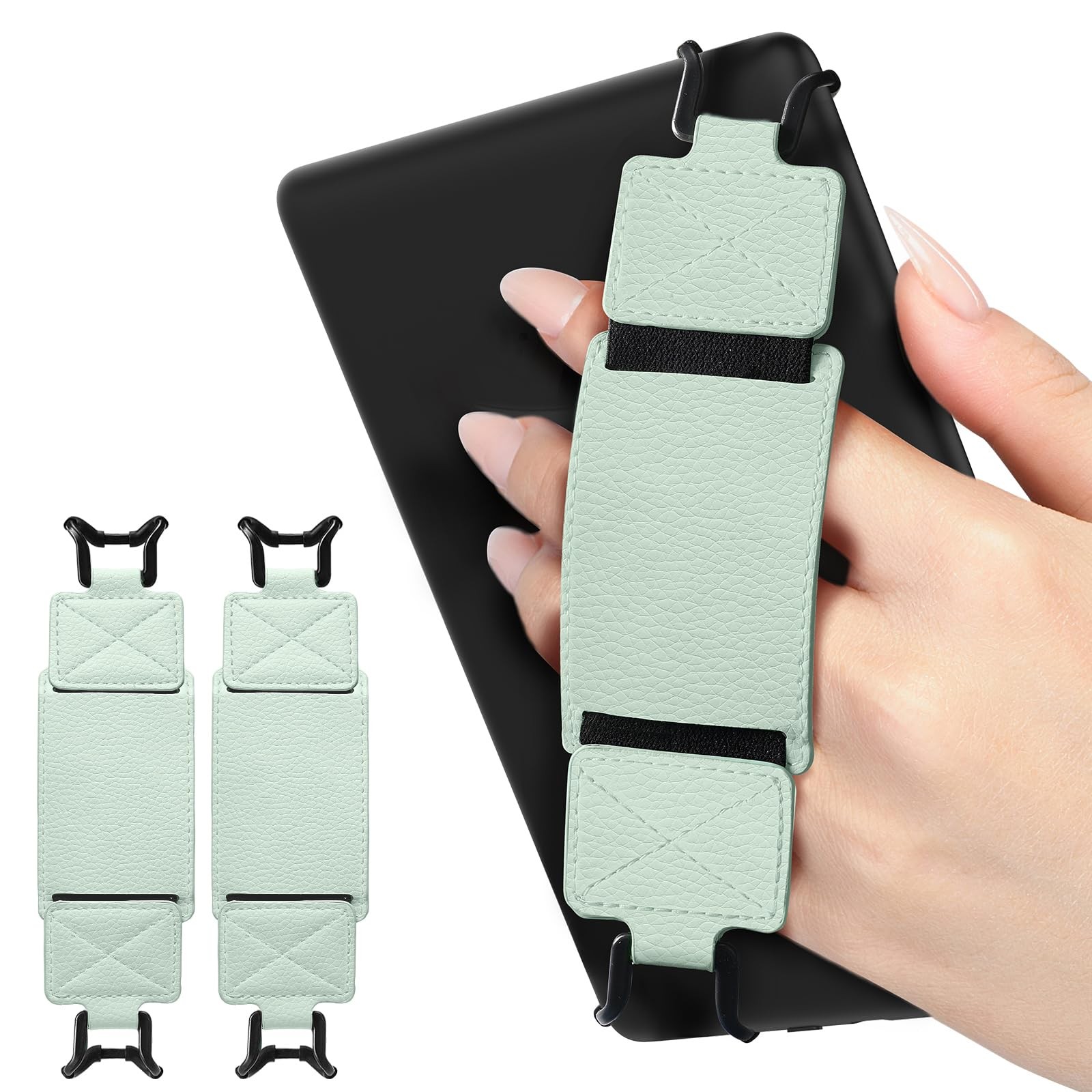 MoKo 2 Pack Security Hand Strap for 6-8" Kindle 6-8 inches, 2-agave Green 