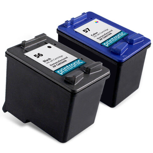 2pk Printronic For HP 56 57 Ink Cartridge C6656AN C6657AN Combo Pack