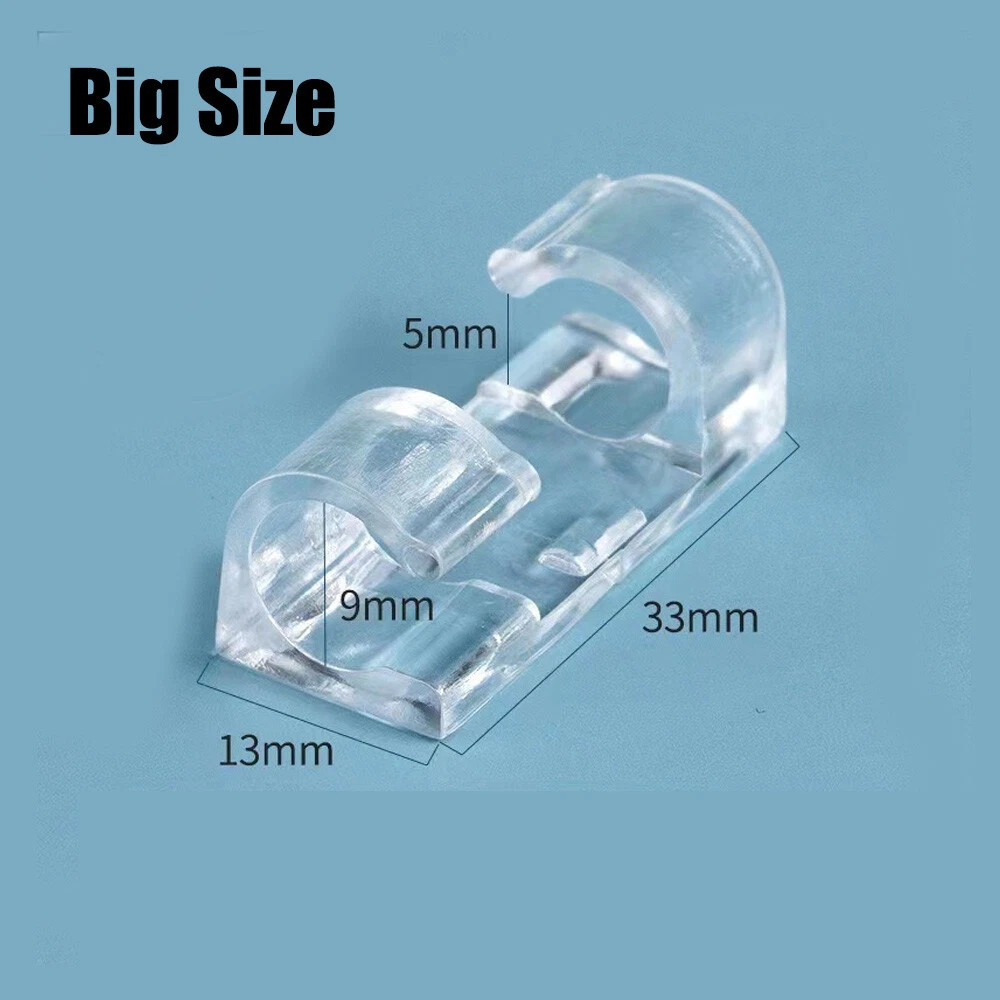 60Pcs Clear Adhesive Cable Clips Wall Wire Holder Management Cord Clips Desk USA