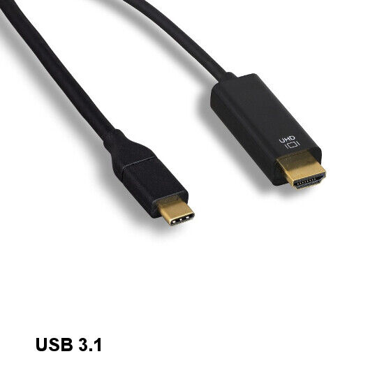 KNTK 3ft USB 3.1 Type C to HDMI 1.4 4K Cable for HDTV Monitor Display Monitor PC