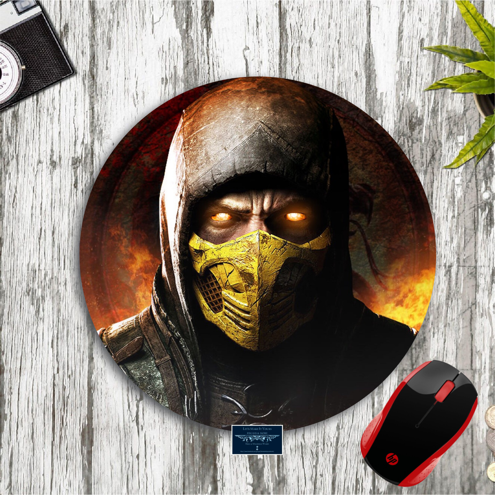 SCORPION MORTAL KOMBAT CUSTOM 8" ROUND NONSLIP PC LAPTOP MOUSE PAD DESK MAT GIFT