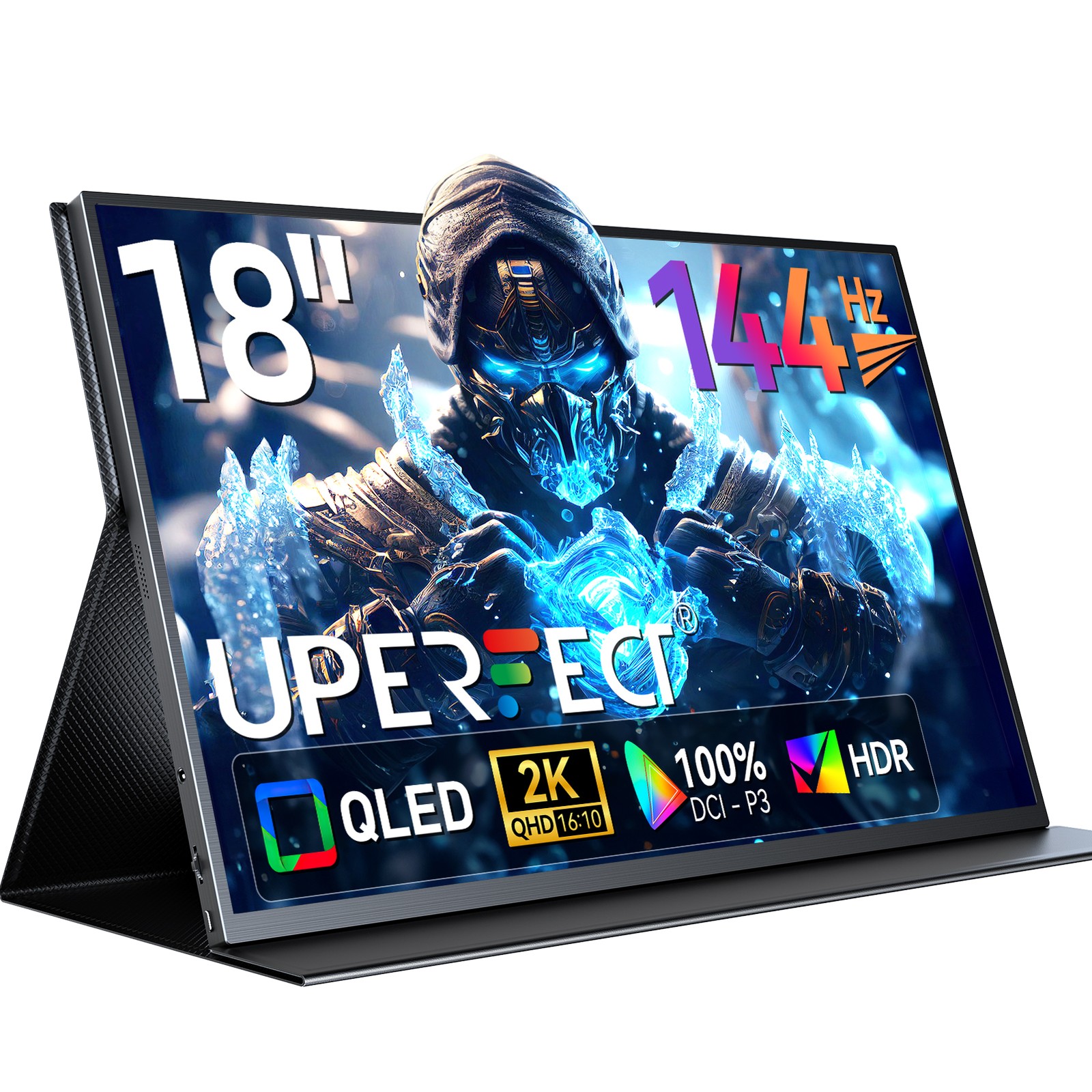 UPERFECT 18.0" 2K 1500:1 HDR Portable Monitor IPS 2560*1600 HDMI USB C 144HZ QHD