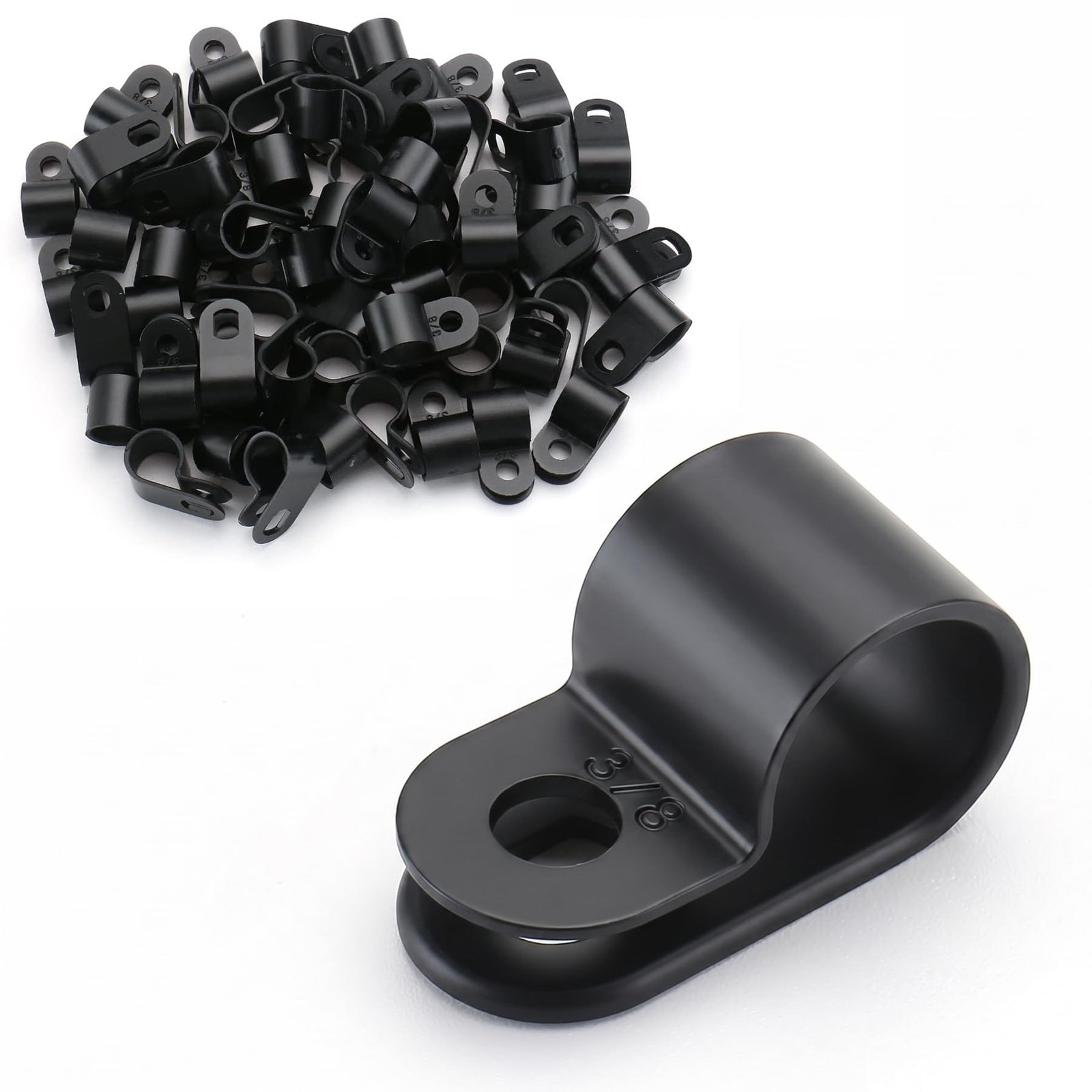 100 PCS RType Cable Clamp 3/8 Inch UC2 Black Wire Management Clips