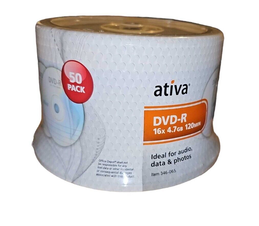 ATIVA Gold DVD+R 50 Pack 120 Minutes 16x 4.7 GB Recordables DVD NEW SEALED