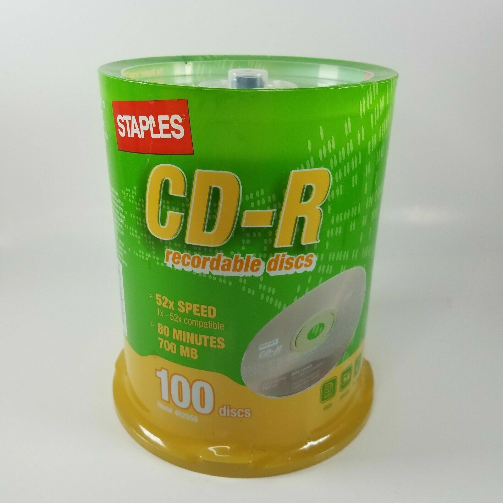 NEW in Box Staples CD-R 80 Min Recording 700MB  52x Speed 100 Disc Pack Blank 