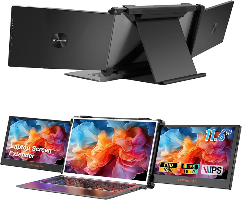 Laptop Screen Extender for Triple Display Portable Monitor for 13"-17.3" Laptops