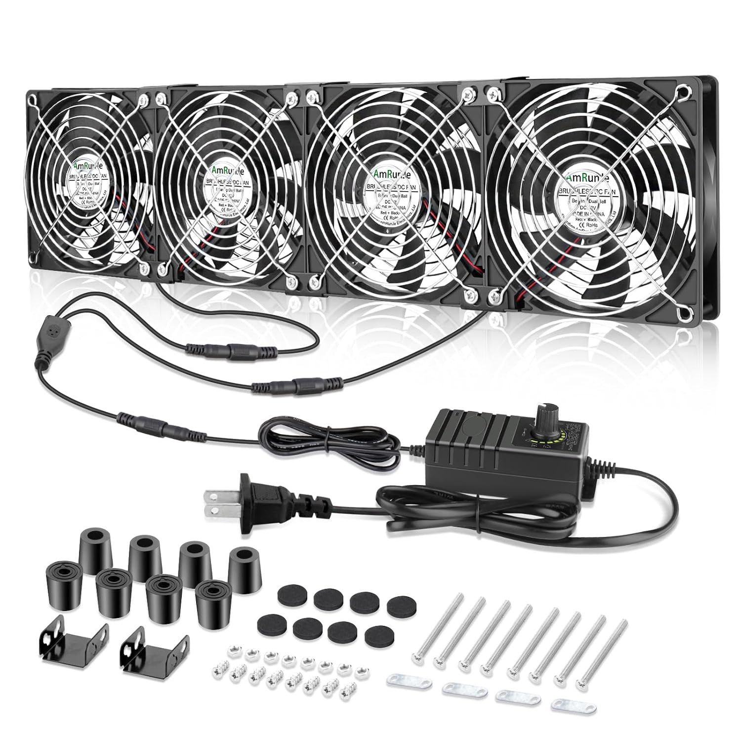 4X 120Mm Server Rack Fan with Speed Control 110V 240V Ball Bearing