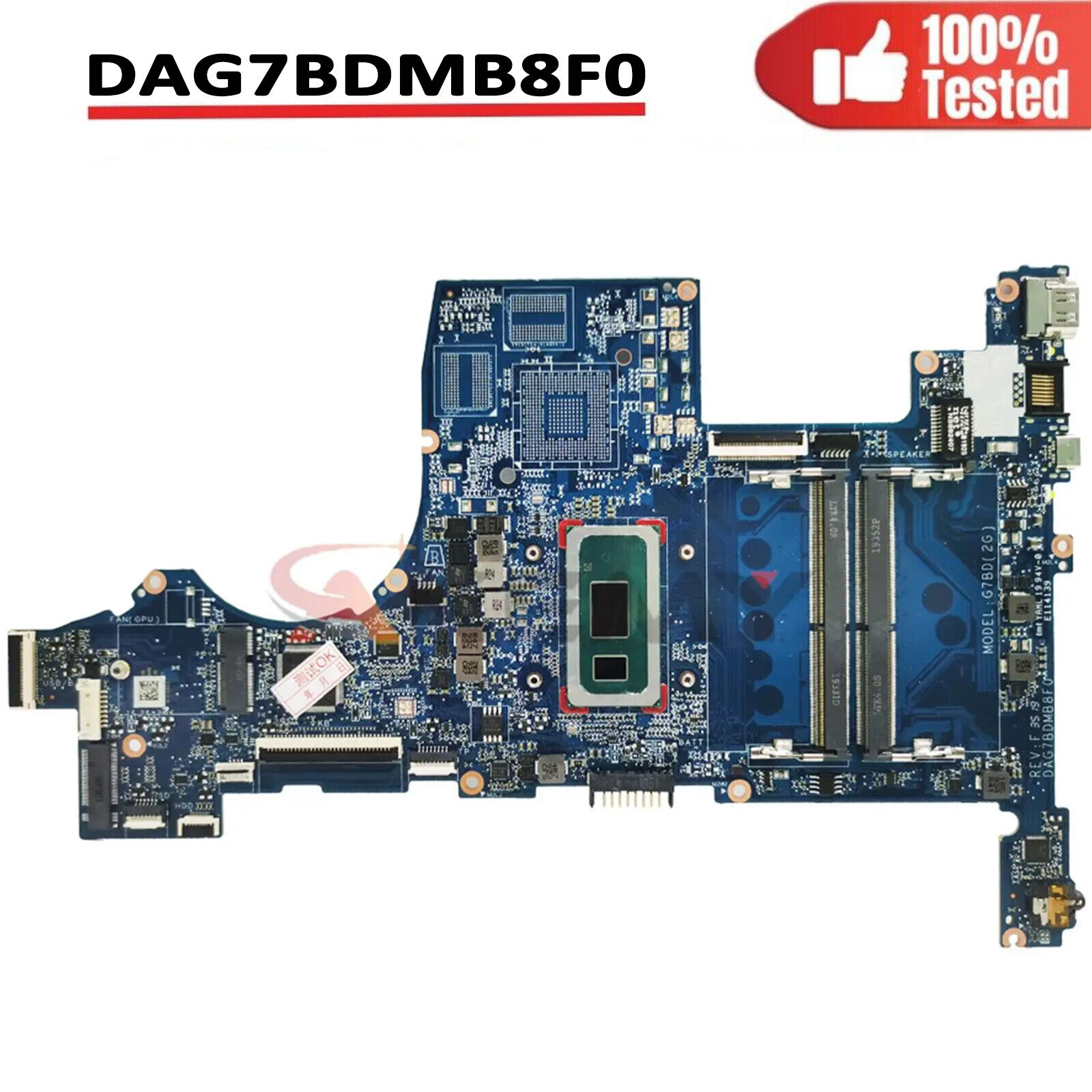 Dag7bdmb8f0 Laptop Mainboard For Hp 15t-cs 15-cs I3 I5 I7 8th Gen Cpu Uam Tested