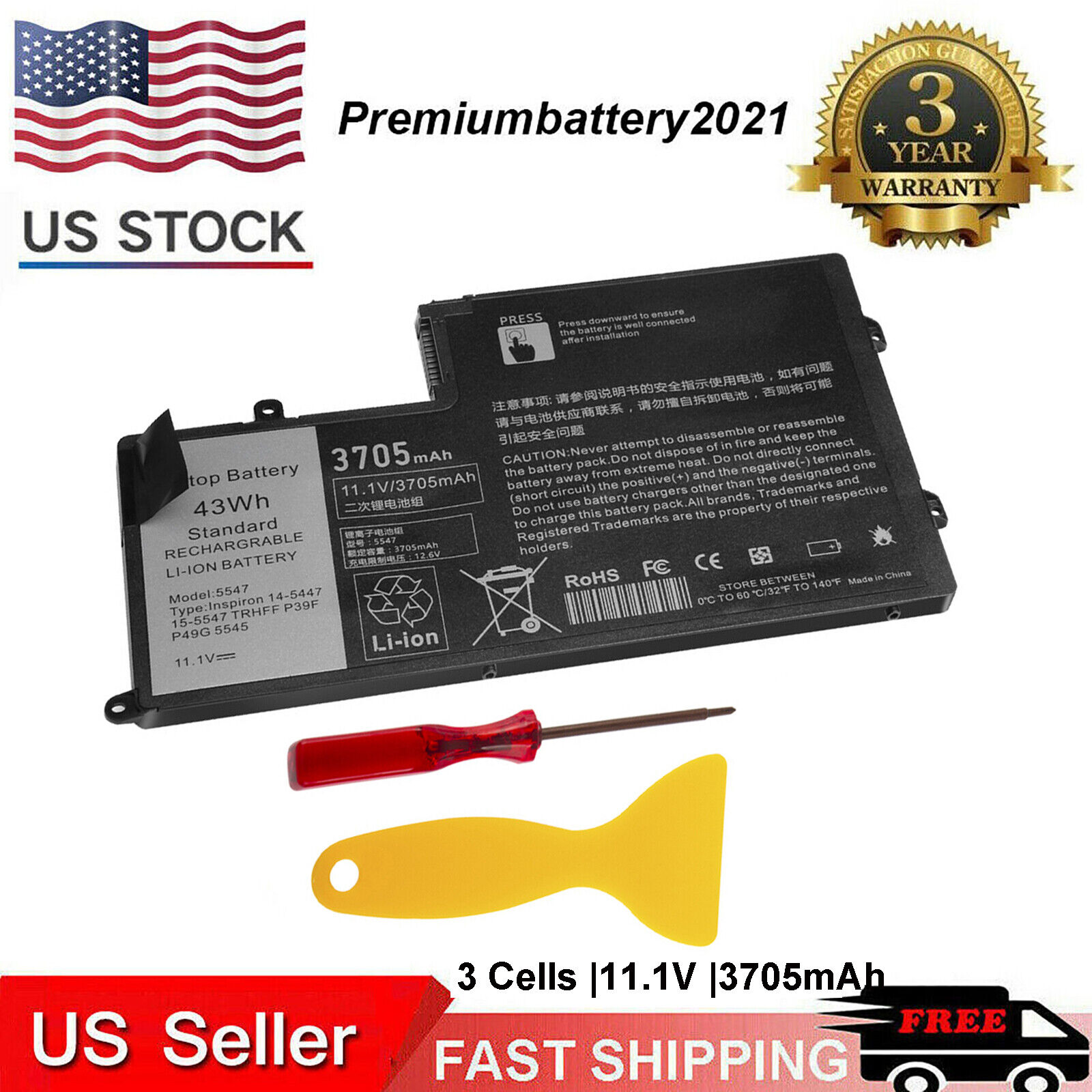 ✅43Wh TRHFF Battery For Dell Inspiron 15-5547 5545 5548 N5447 Latitude 3450 3550