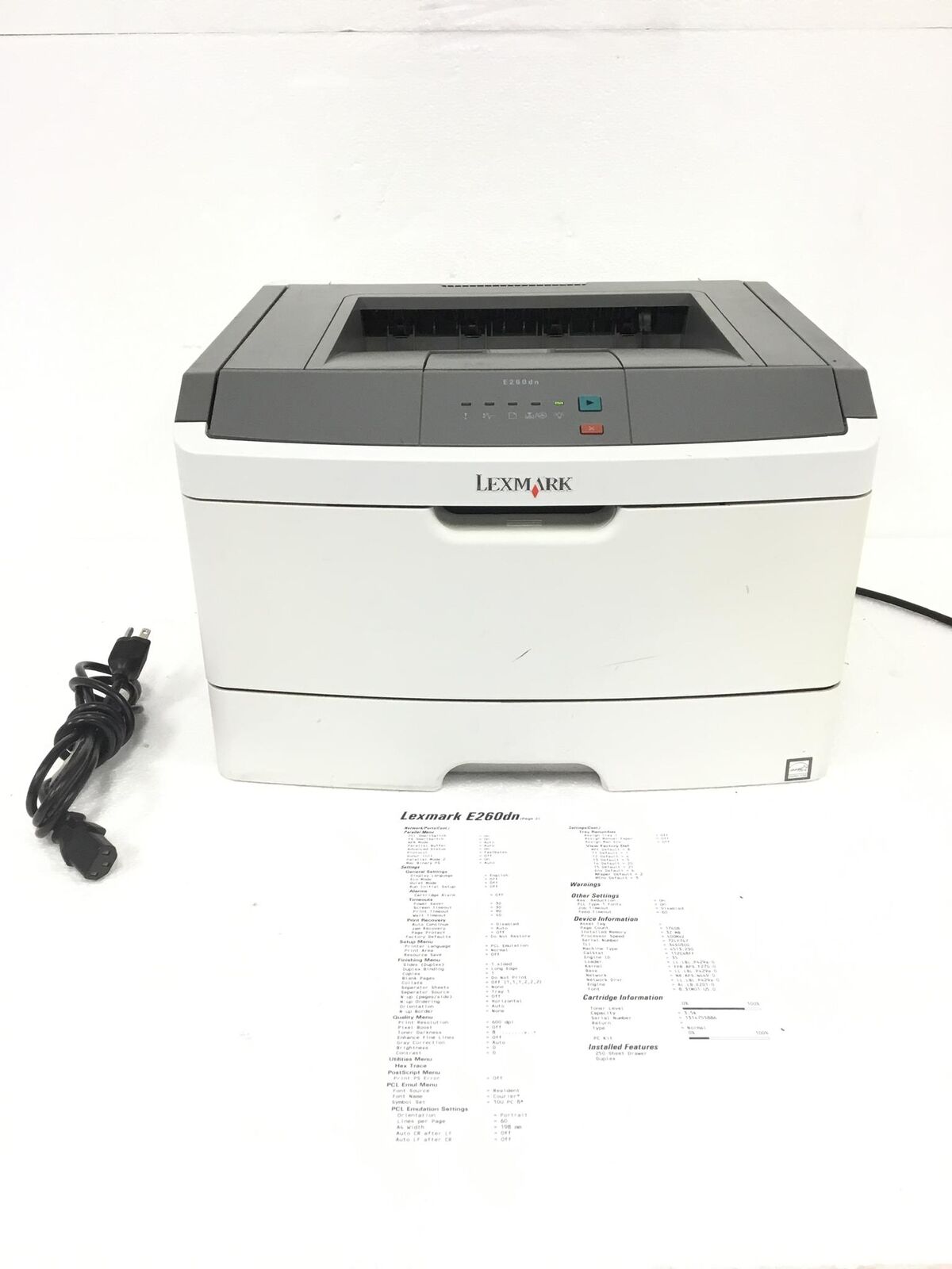 LEXMARK E260DN Monochrome Laser Printer w/Toner,Duplex,17k Pages Printed,WORKING