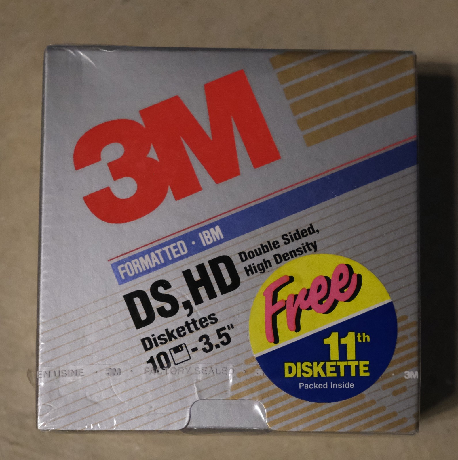 3M IBM Formatted High Density Double Sided 3.5" 10 Pack +1 Free NEW SEALED