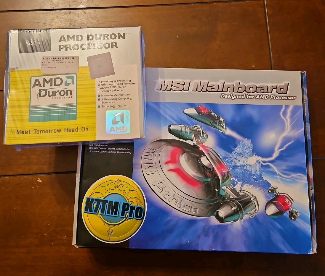 MSI K7tm Pro Motherboard and AMD Duron 650mhz Processor CPU Combo Retro Gaming
