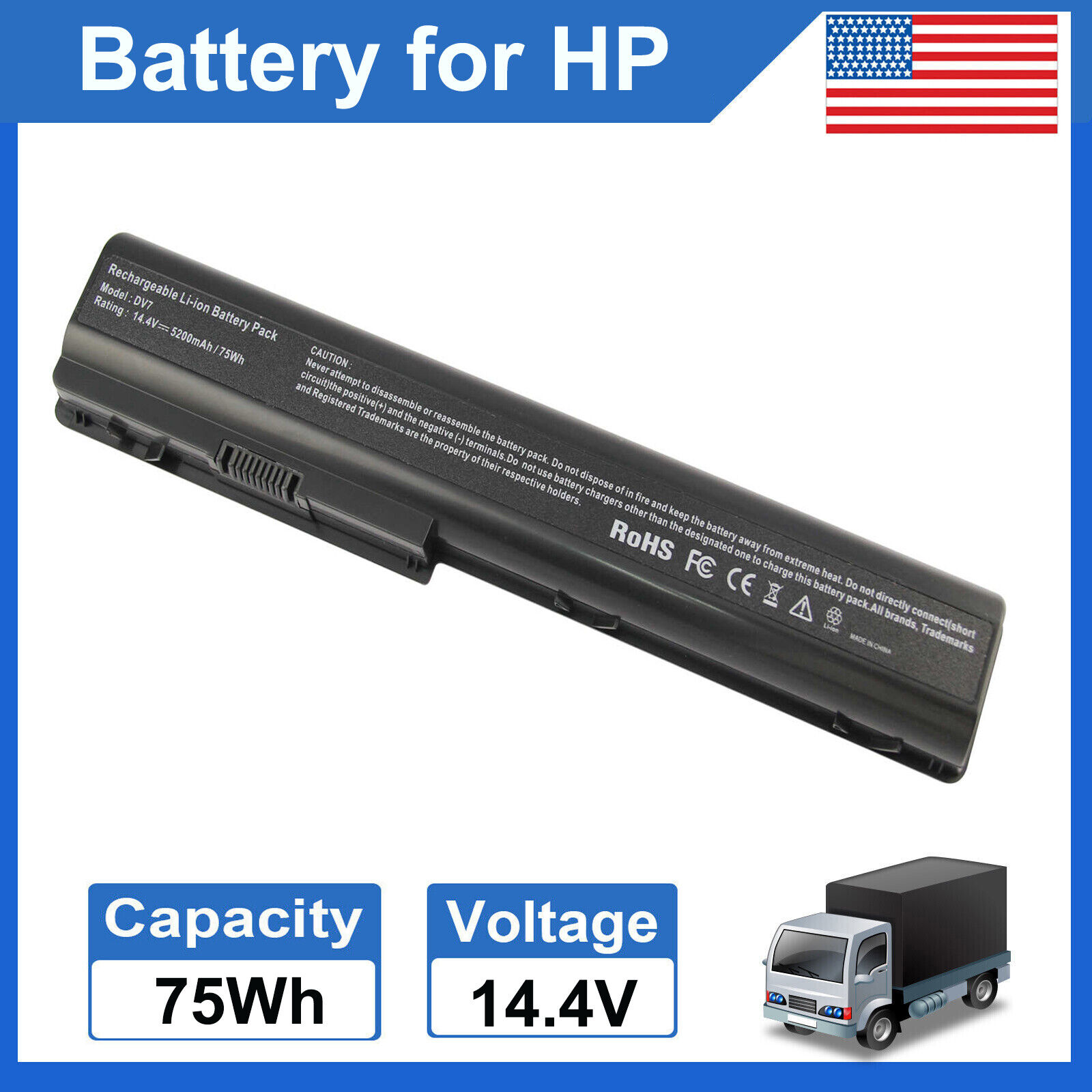 Battery for HP Pavilion DV7-1000 DV7-1010 DV8-1000 HDX18 HSTNN-DB75 HSTNN-IB74