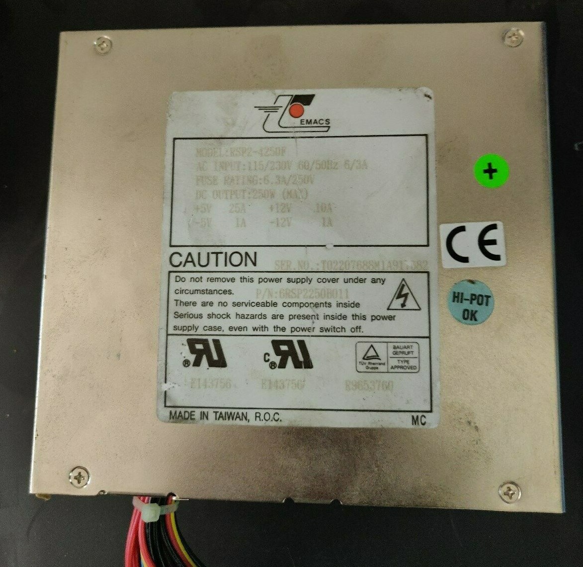 ZIPPY EMACS 250 Watt Power Supply, Model: RSP2-4250F