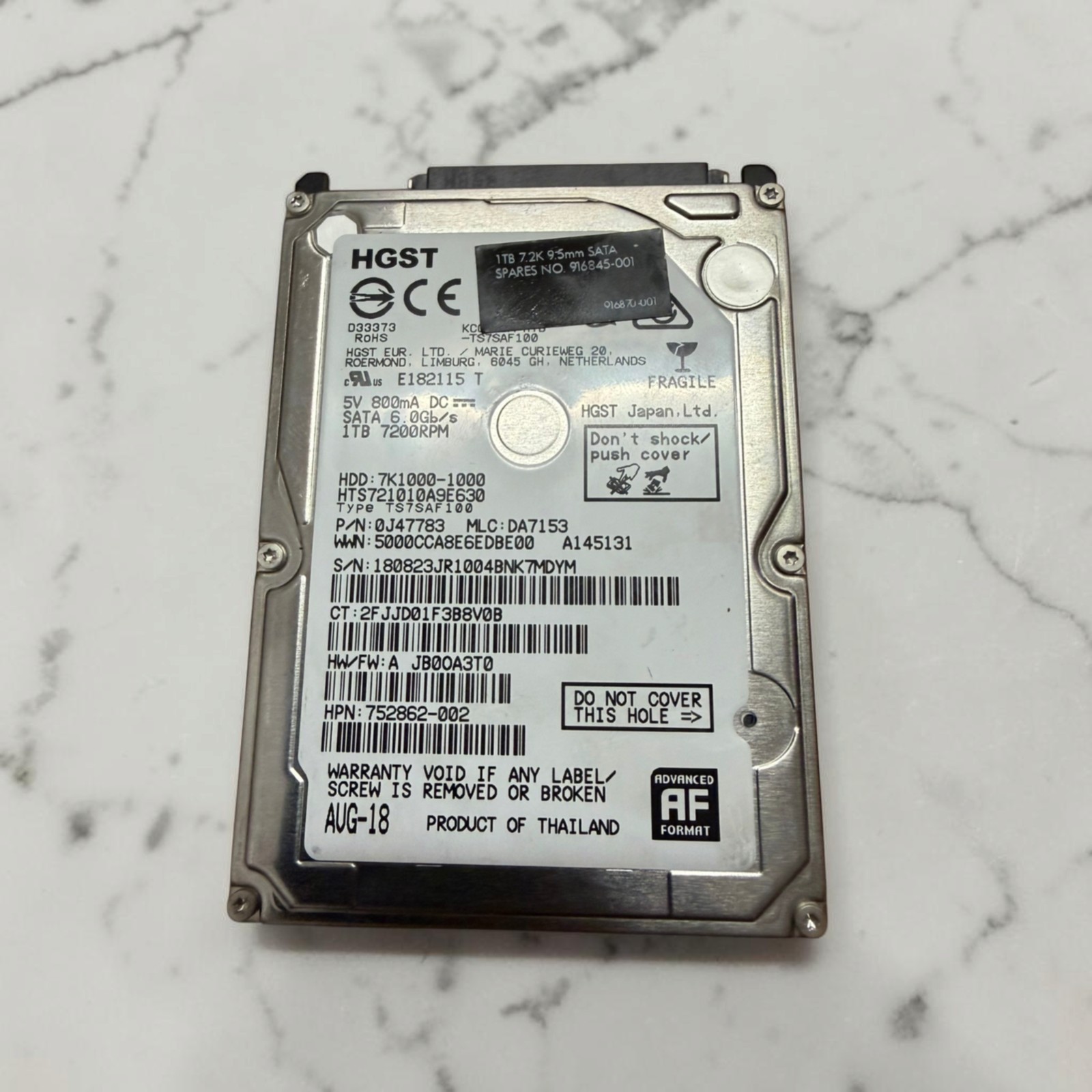 HGST Travelstar 1TB HDD 2.5" | 100% Health 0 Bad Sectors See Pics