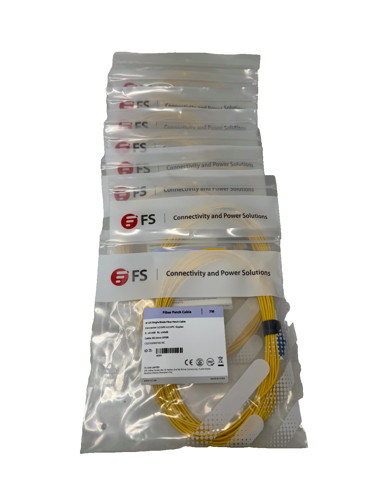 *8* FS 7m (23ft) Fiber Patch Cable, 2 Fibers, LC UPC Duplex to LC UPC Duplex