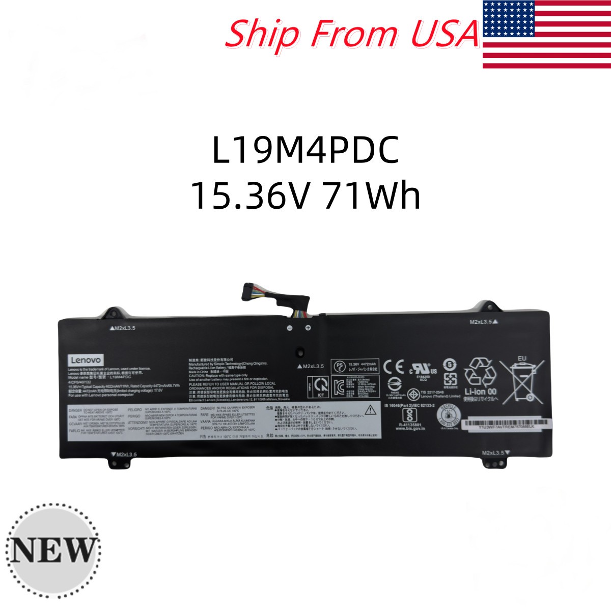 OEM 71Wh L19C4PDC L19M4PDC L19L4PDC Battery For Lenovo Yoga 7-15ITL5 7-14ITL5