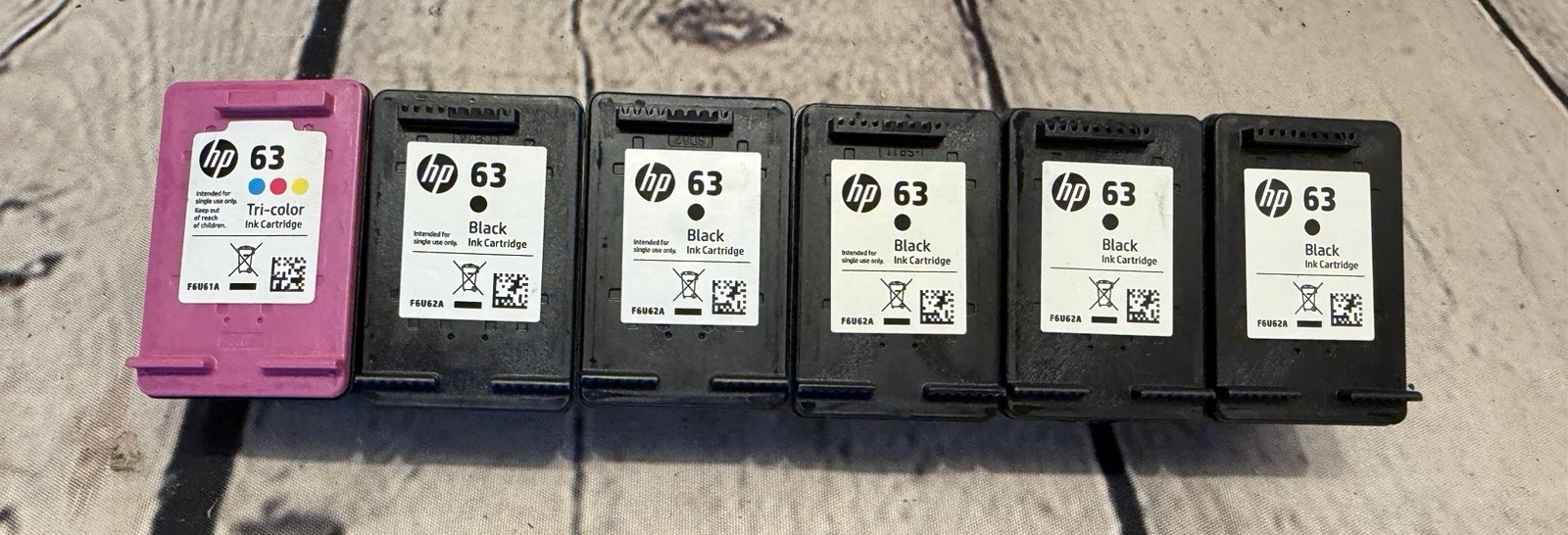 HP Ink Cartridge Lot of 6 EMPTY 1 Tri Color 5 Black