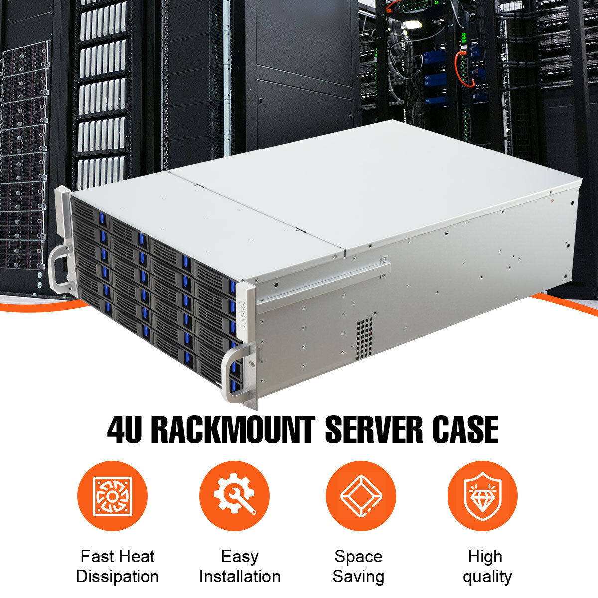4U Server Chassis 24x hot-swappable SATA (II or III) / SAS 6G drive bays US