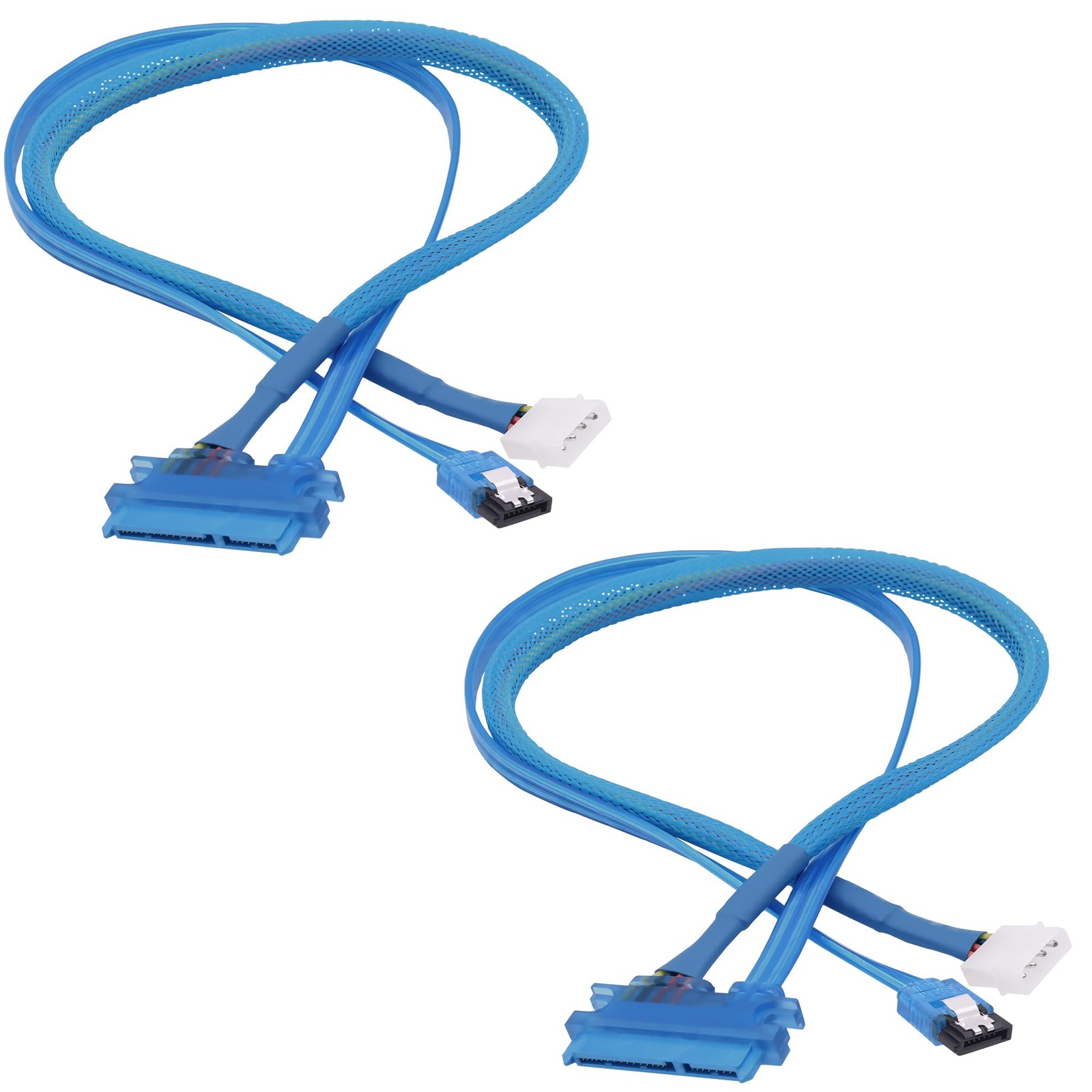2 PCS 50cm 22Pin SATA Data Power Extension Cable 7+15 To 7 Pin Female Male