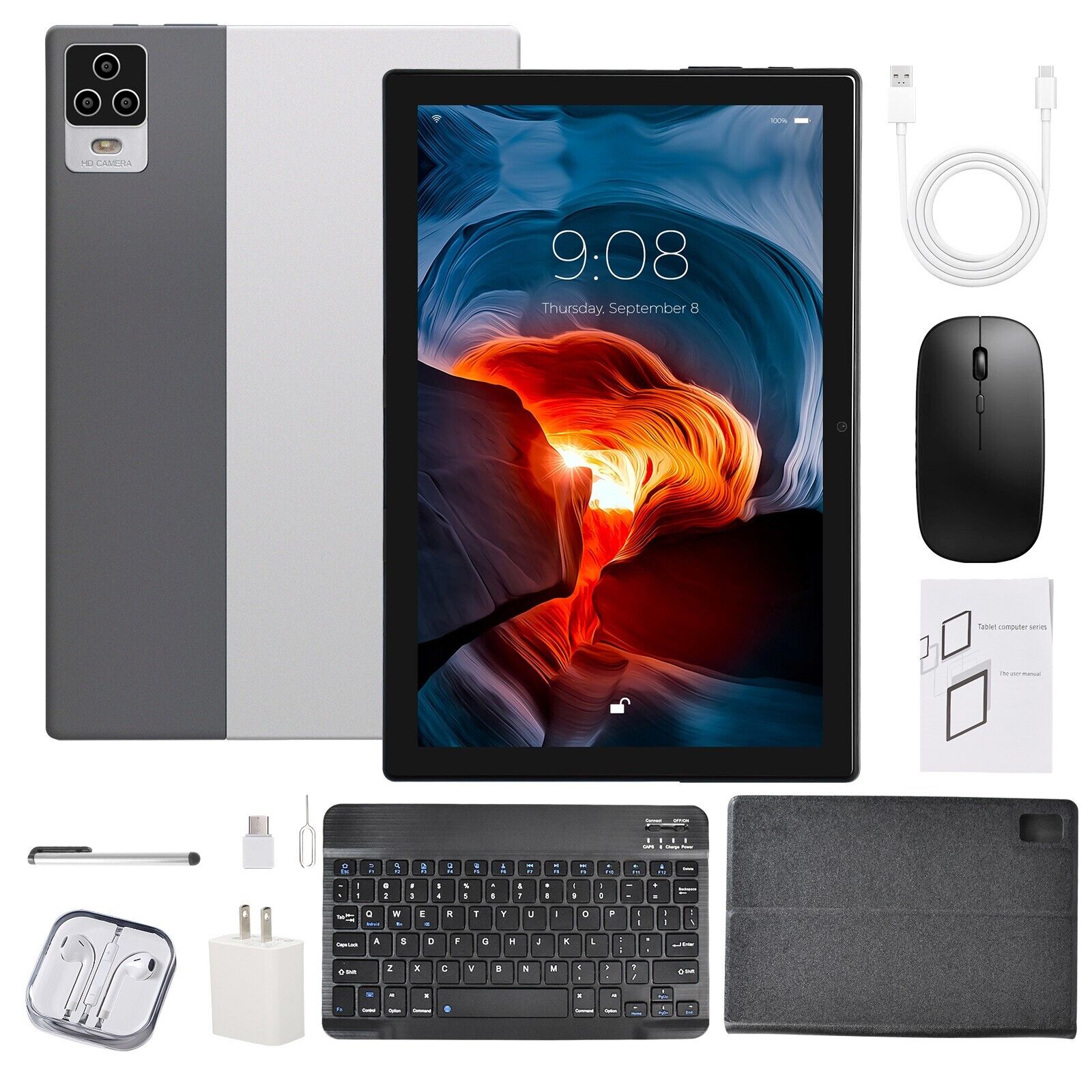 10 In Android 11 Deca core 4G Tablet Computer PC Wifi Bundle Keyboard Case 256GB