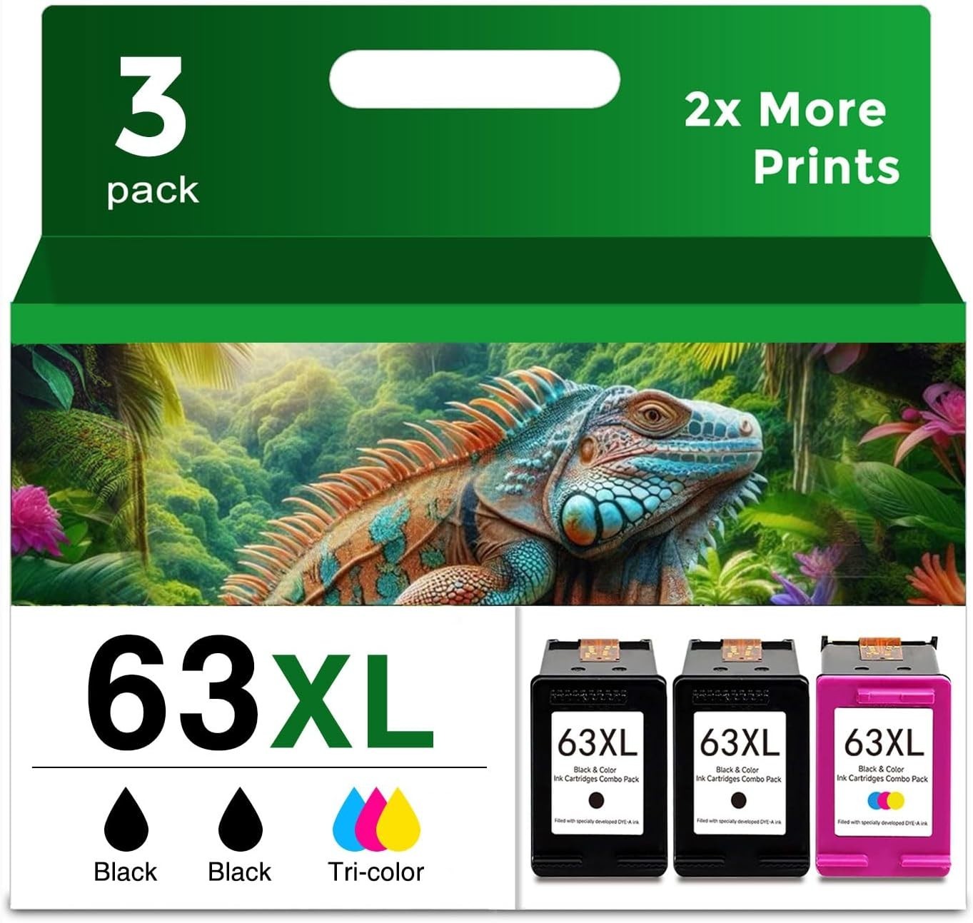 3PK 63 XL 63XL Ink Cartridge for HP Envy 4512 4516 4520 OfficeJet 3830 4650 4654