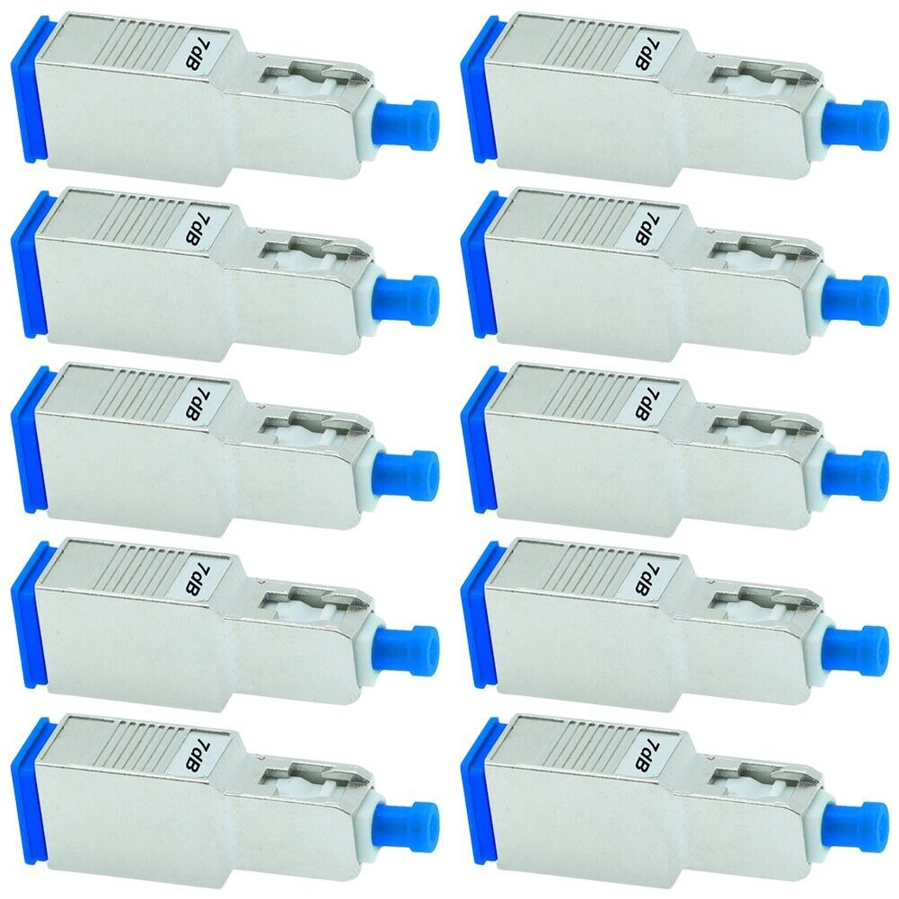 10x 7dB SC UPC Connector Fiber Optic Optical Single Mode Attenuator Metal Blue