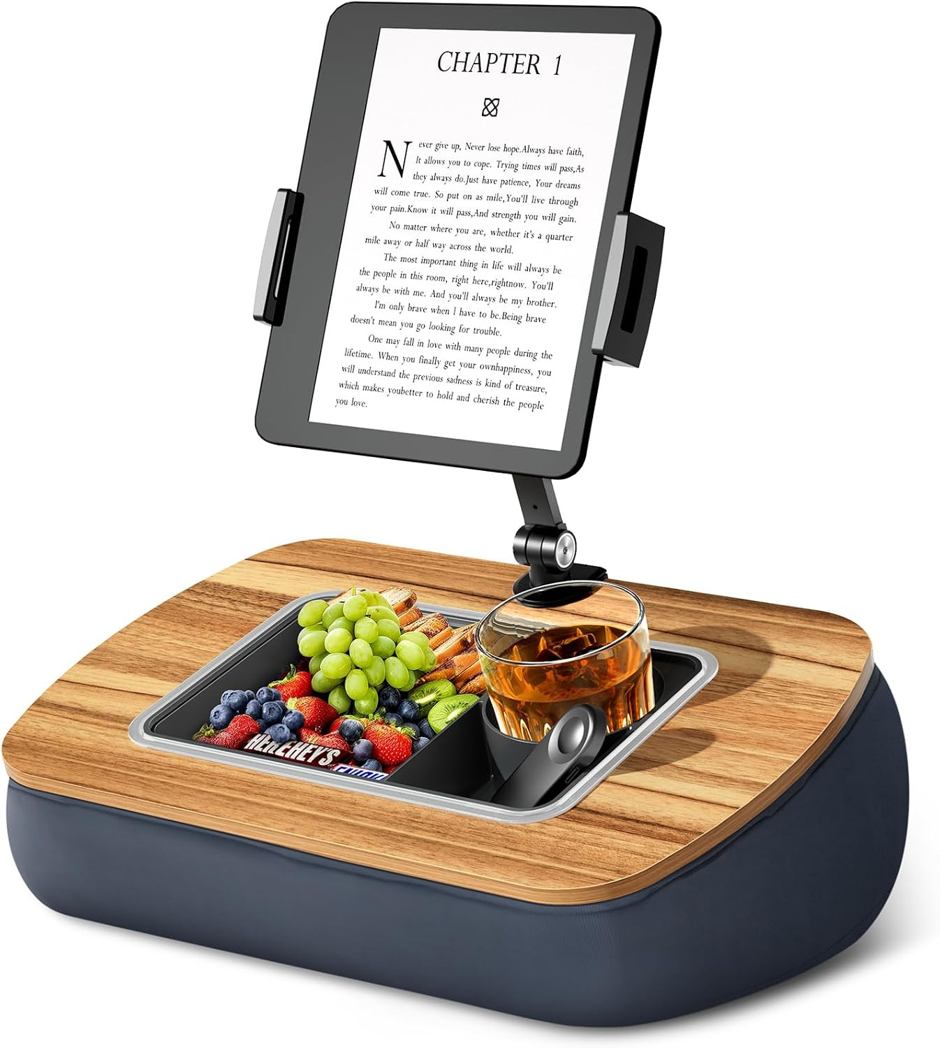 ERGONOV Tablet Pillow Stand for Lap, Adjustable Ipad Holder with Snack Bowl