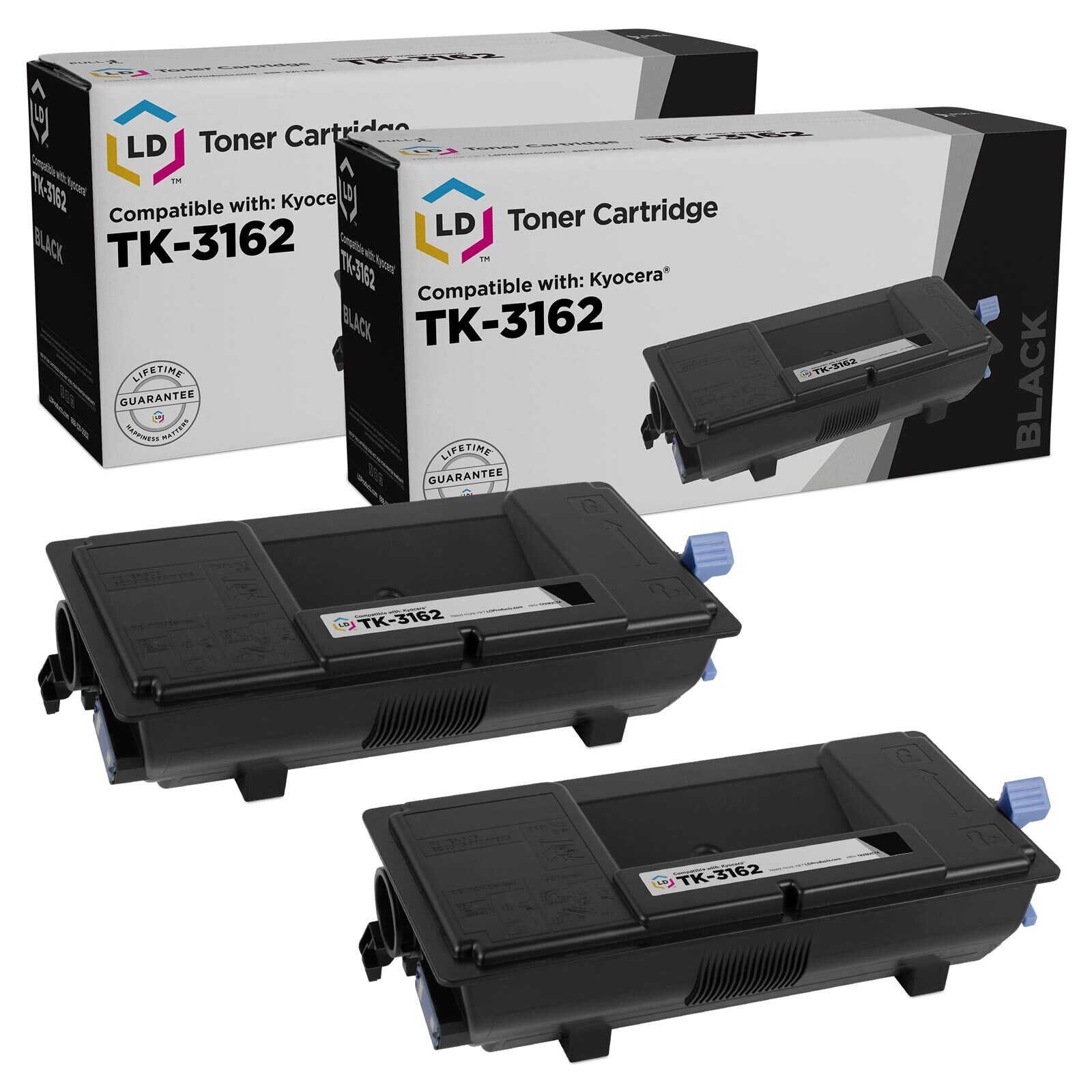LD Compatible Kyocera TK-3162 (1T02T90US0) Black Toner 2-Pack for ECOSYS P3045dn