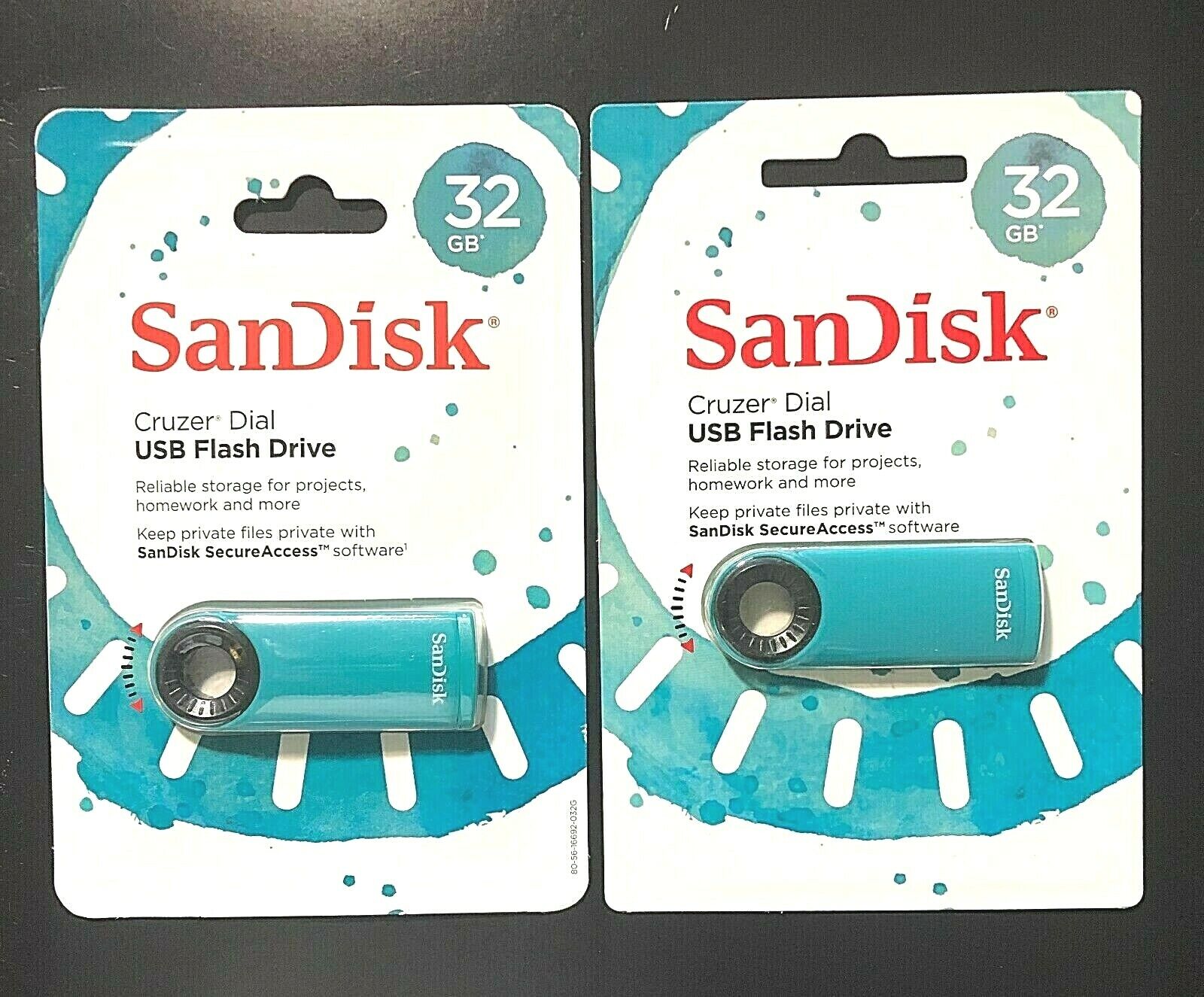SanDisk Cruzer Dial 32GB Flash Drive Stick with Secure Access Software (2 Pack) 