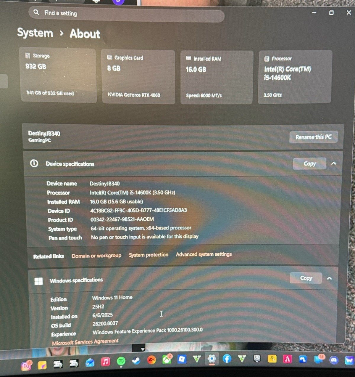 CyberPowerPC DestinyJB340 Gaming Desktop i5-14600K RTX 4060 16GB 932GB SSD RGB
