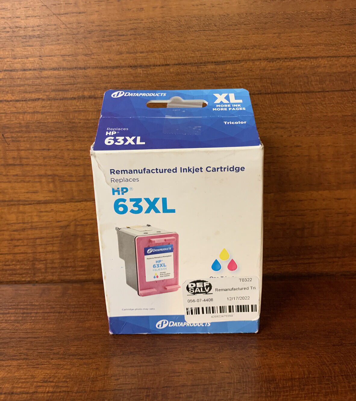 DataProducts Remanufactured  Replacement HP 63XL Tri-Color Ink Cartridge