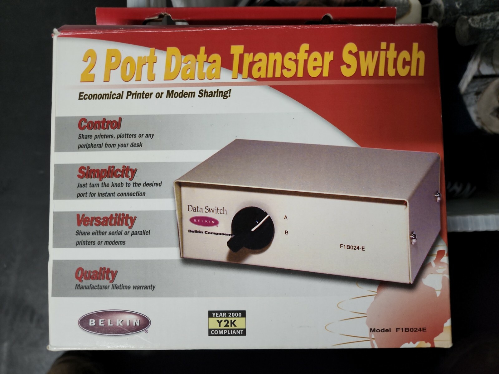 Belkin F1B024-E 2-Port Data Transfer Switch 