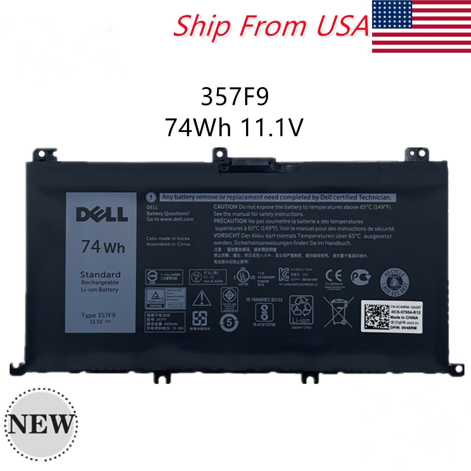 NEW OEM 357F9 Battery For Dell Inspiron 15 7000 5576 5577 7557 7559 7567 7566 US