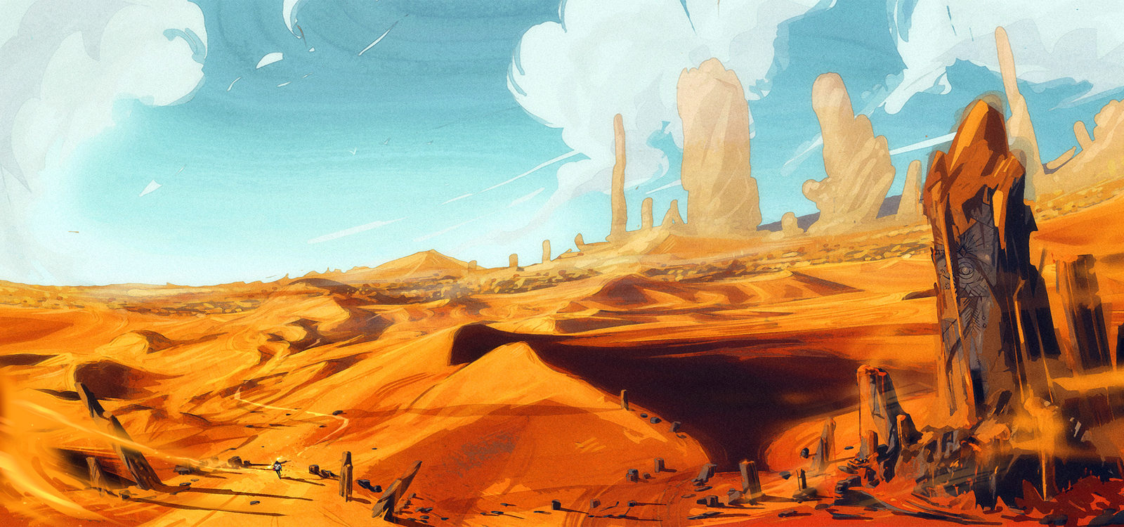 Landscape christian benavides art fantasy desert rock Custom Gaming Mat Desk