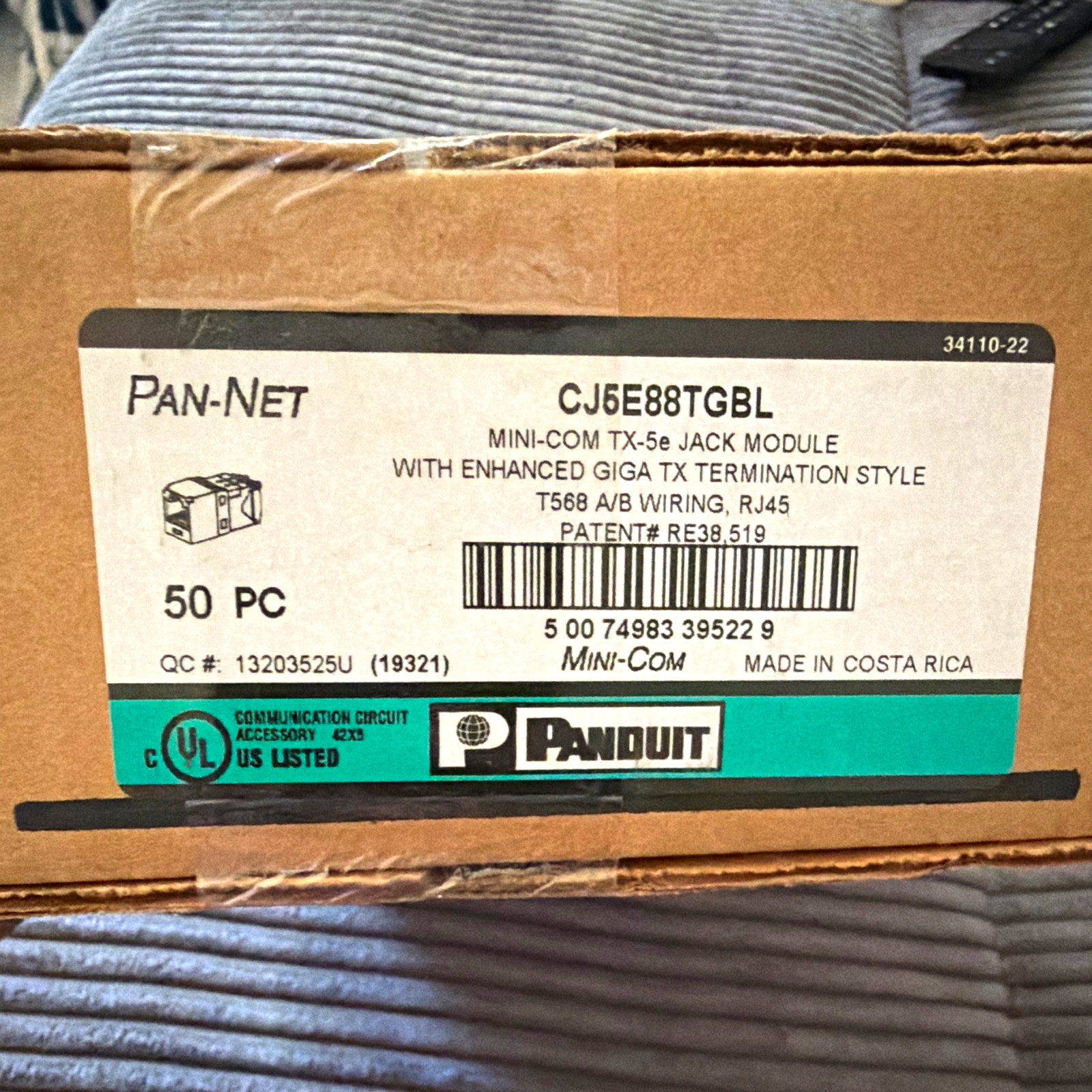 Panduit Mini-Com Giga TX CJ5E88TGBL Cat 5e RJ-45 Jack T568 A/B Black 50pc