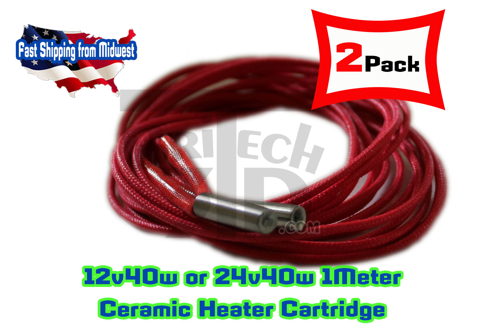 2pcs Cartridge Heater 12V or 24V 40W For Prusa 3D Reprap Printer Extruder Hotend