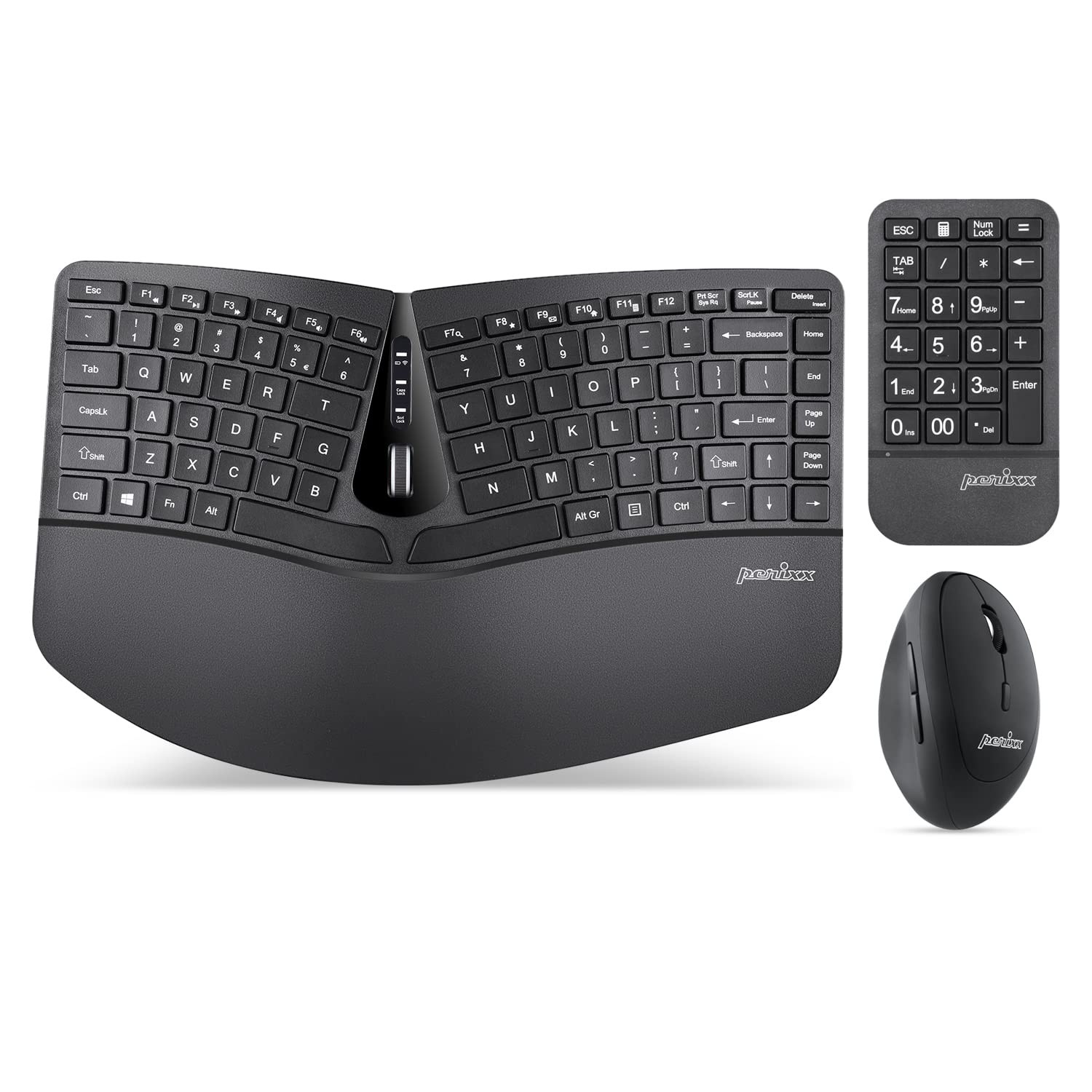 Perixx PERIDUO606A, 3in1 Wireless Compact Ergonomic Keyboard with Vertical Mo...