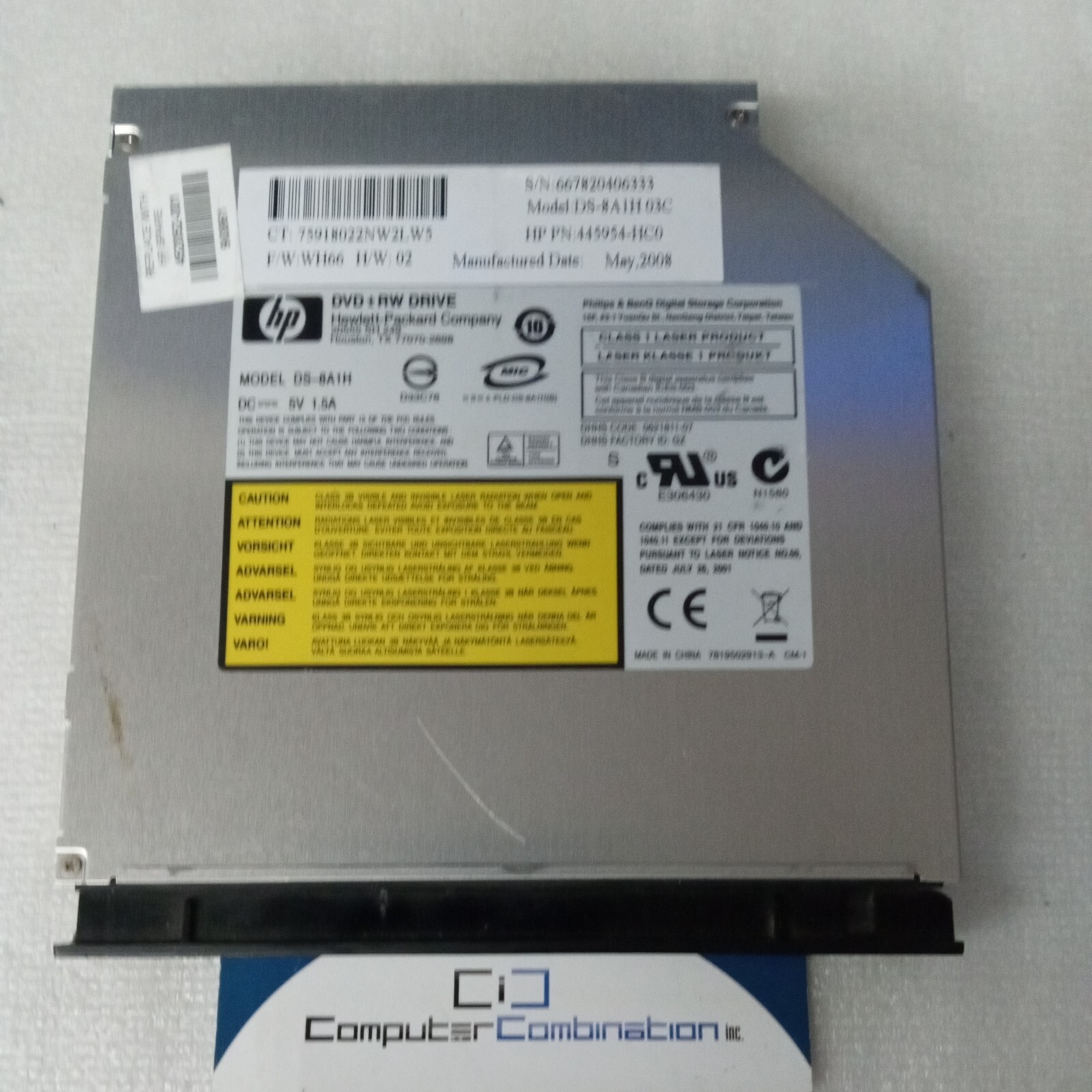DS-8A1H Slim IDE DVD±RW Lightscribe HP Laptop Drive 452052-001